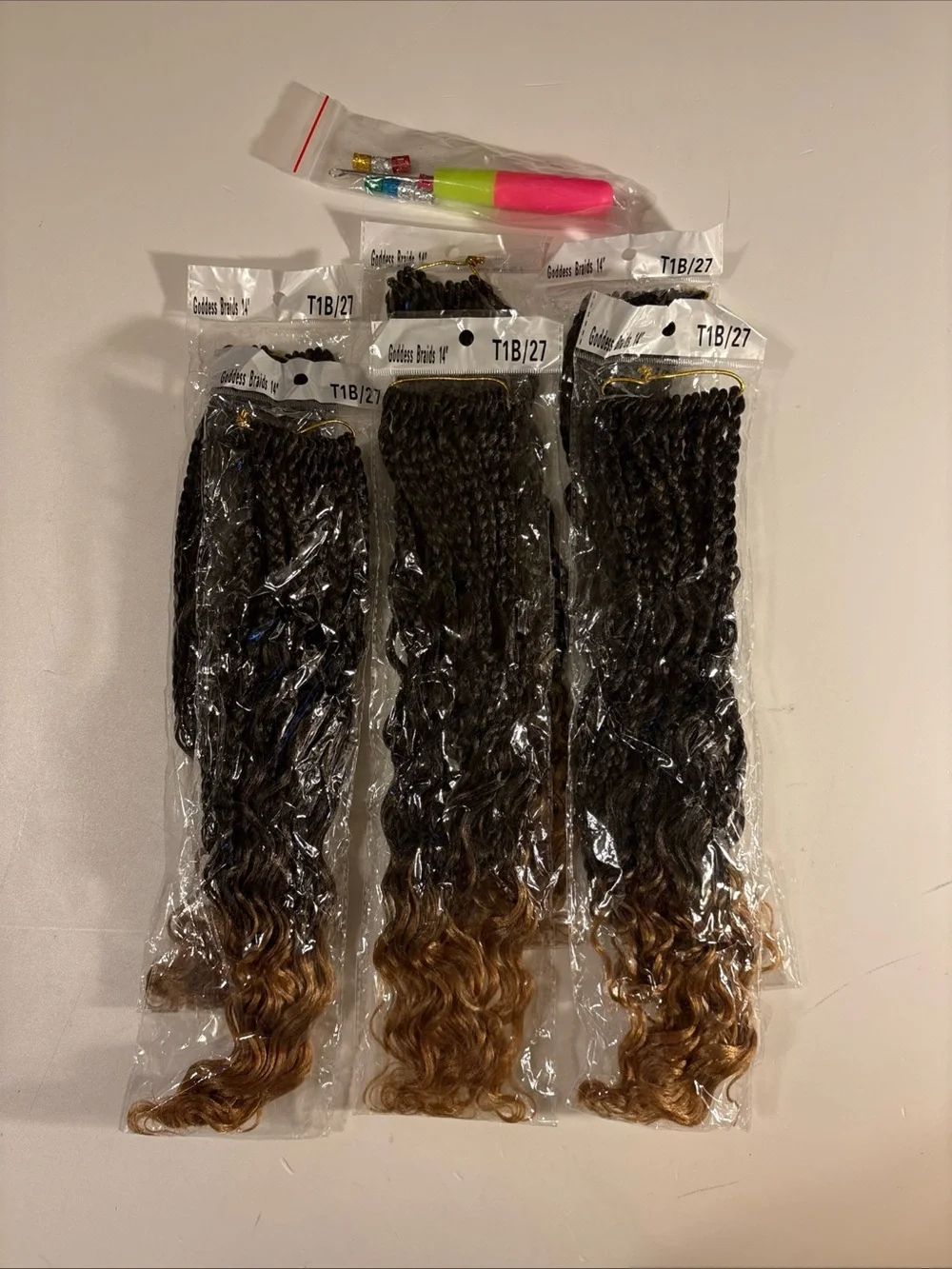 Synthetic Braided Hair Extensions - T1B/27 Brown Ombre
